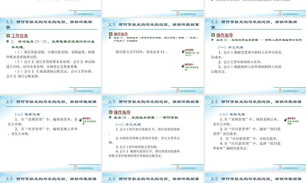3.5 预付货款采购与采购退回、核销坏账核算.ppt