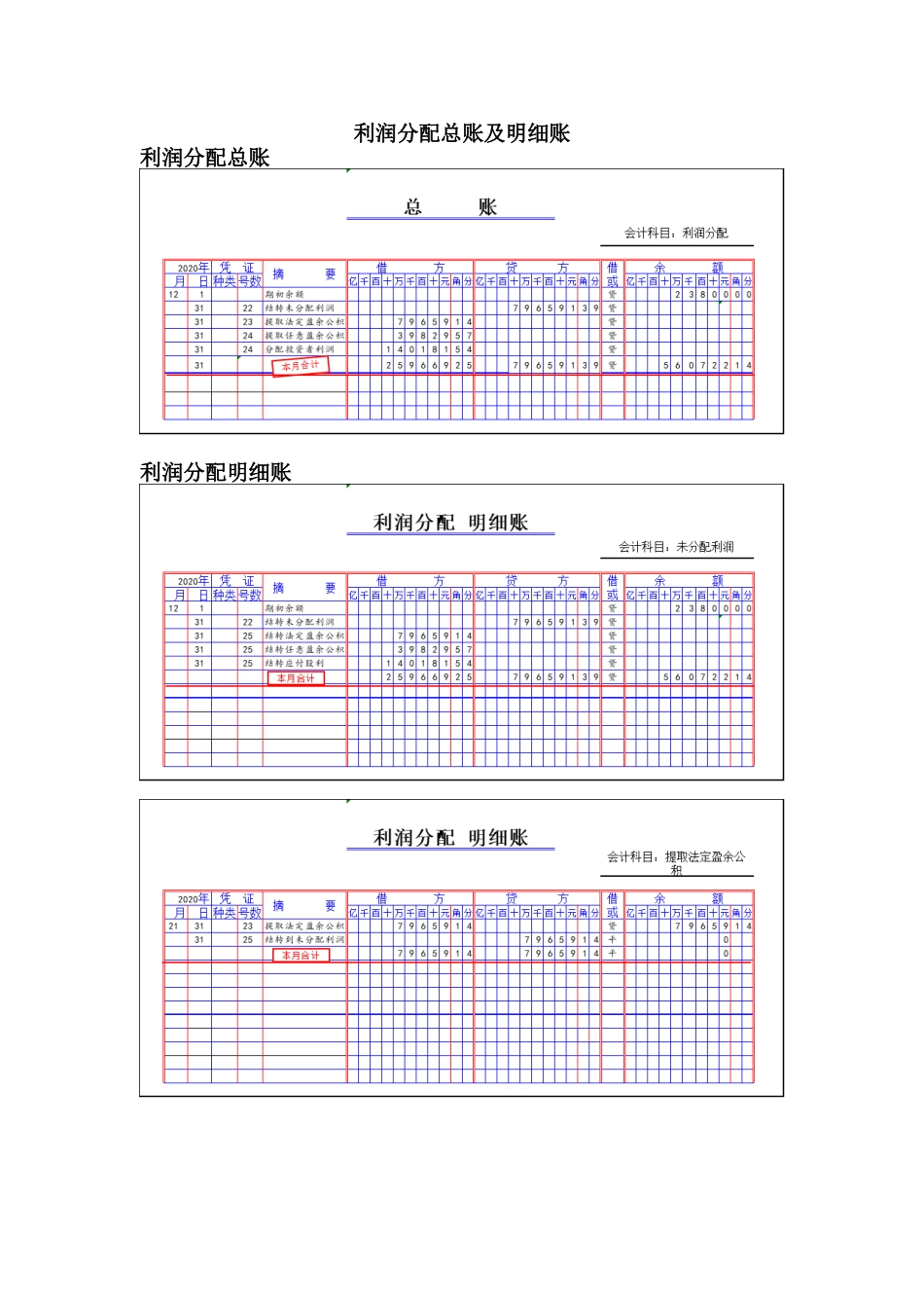 8利润分配总账及明细账.doc_第1页