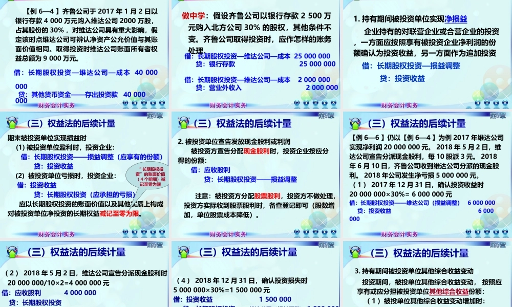 062第六章长期股权投资第三讲长期股权投资的权益法.ppt