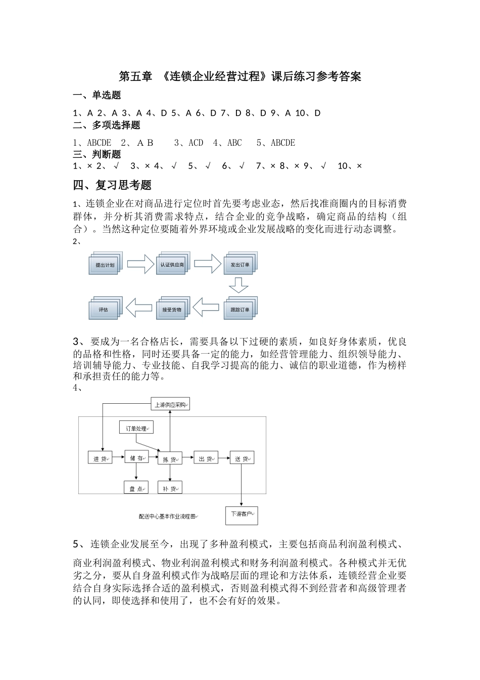 第五章 连锁企业经营过程课后练习参考答案.docx_第1页