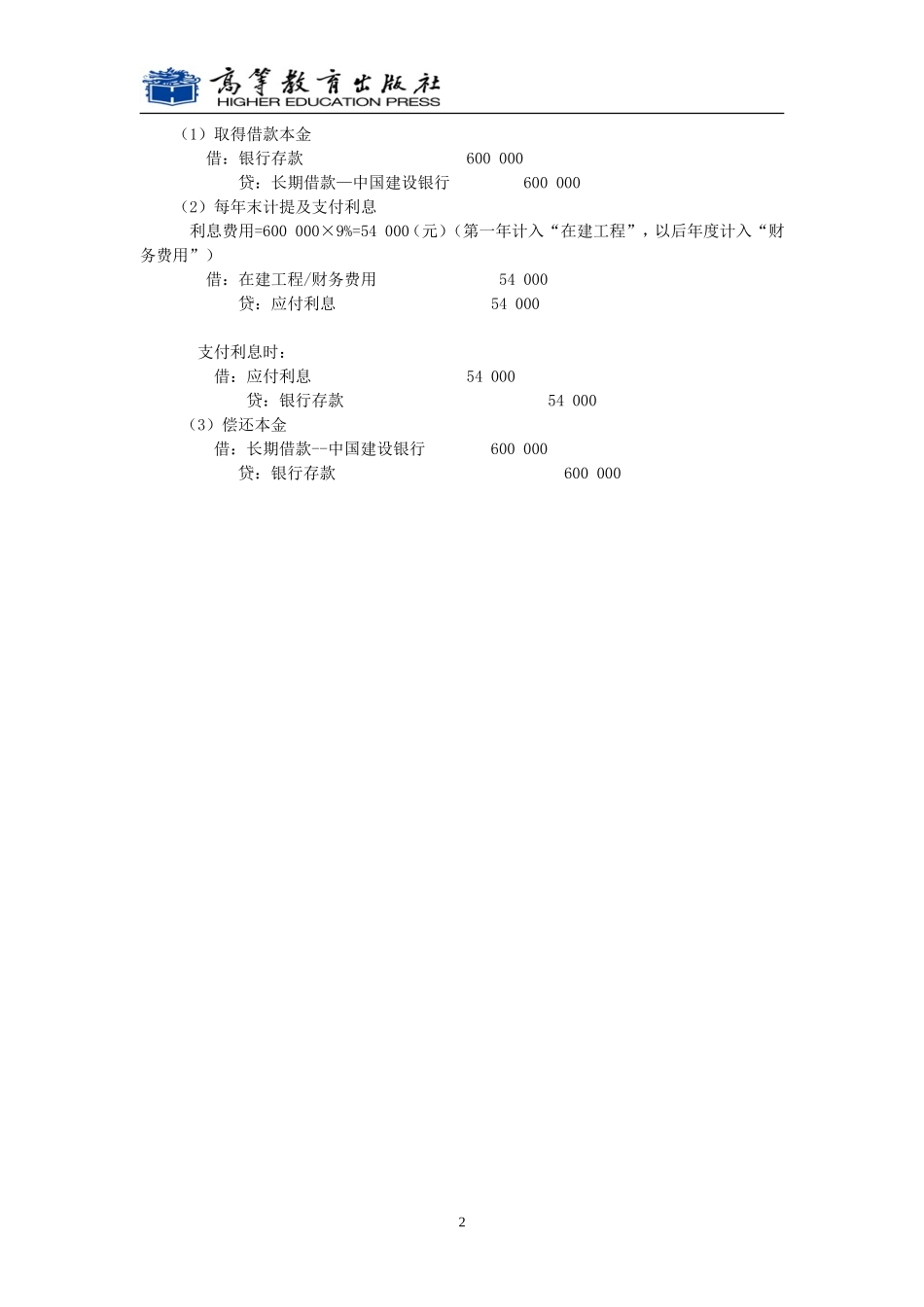 第一部分 筹资业务核算同步练习参考答案.doc_第2页