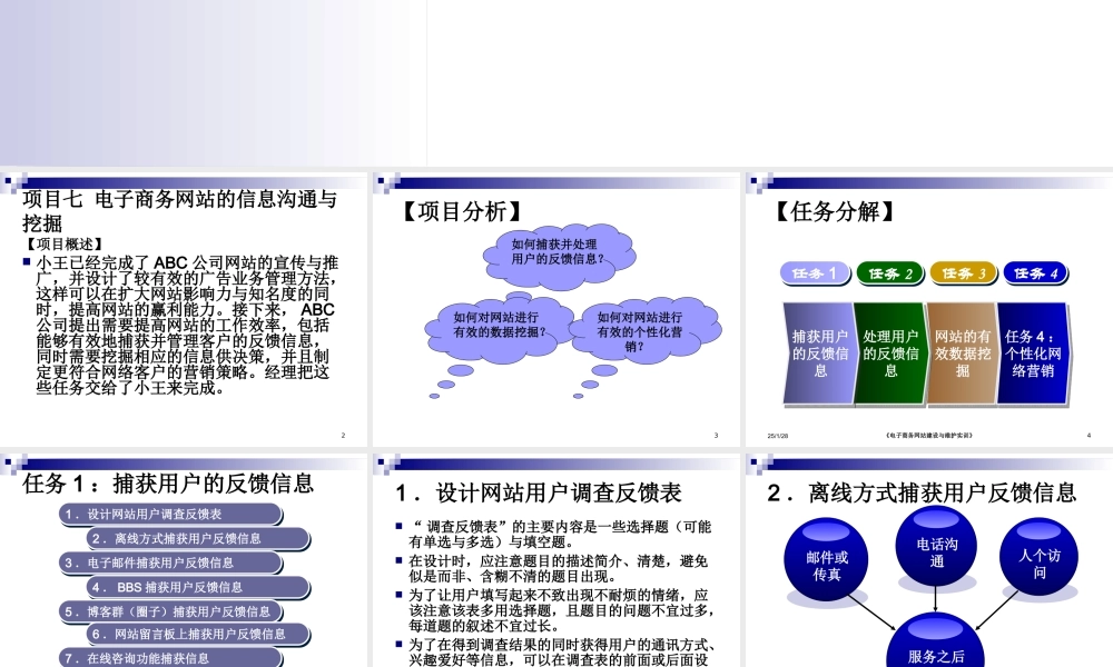 电子商务网站的信息沟通与挖掘-项目七.ppt