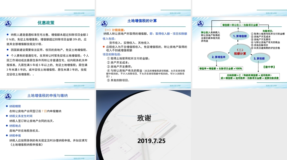 教学课件：情境7-7土地增值税计算与申报.ppt