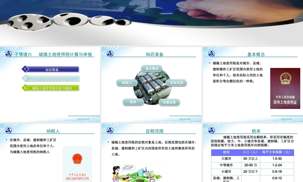 教学课件：情境7-6城镇土地使用税计算与申报.ppt