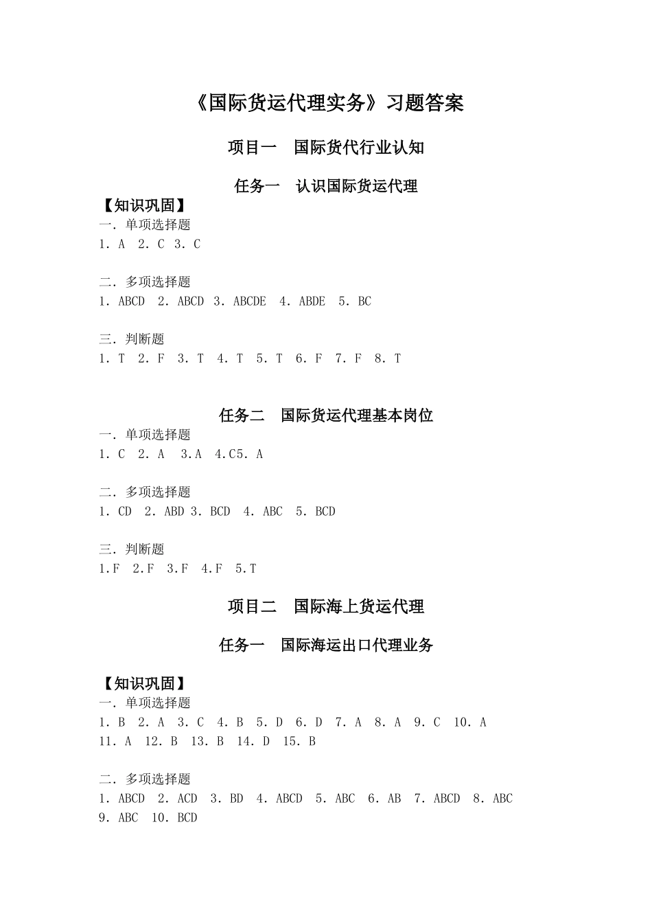 国际货运代理实务习题答案（第二版）.doc_第1页