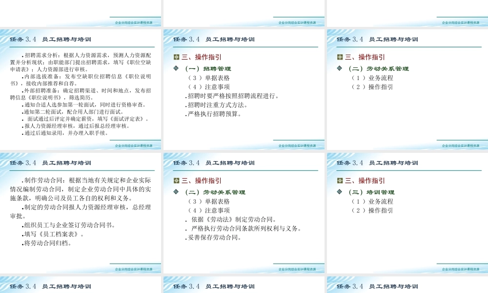 任务3.4 员工招聘与培训.ppt