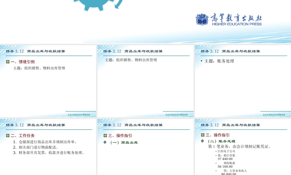 任务3.12 商品出库与收款结算.ppt