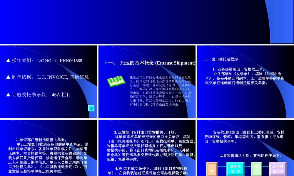项目3：制作订舱委托书和办理订舱操作.ppt