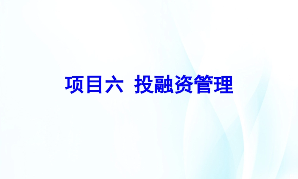 项目6投融资管理.ppt