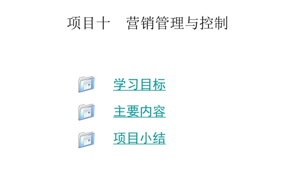 项目十 营销管理与控制.ppt