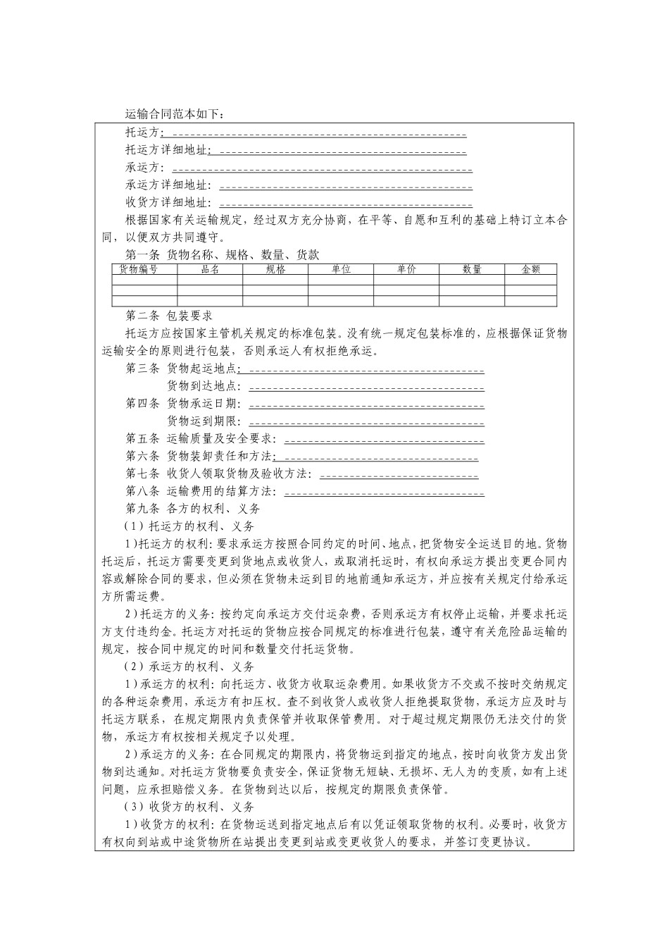 运输合同范本.doc_第1页