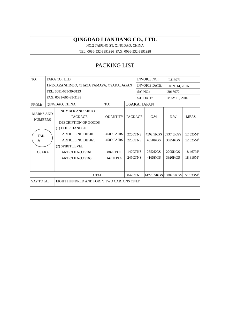 装箱单参考答案-前TT+即期DP支付方式下制作商业发票和装箱单操作.doc_第1页