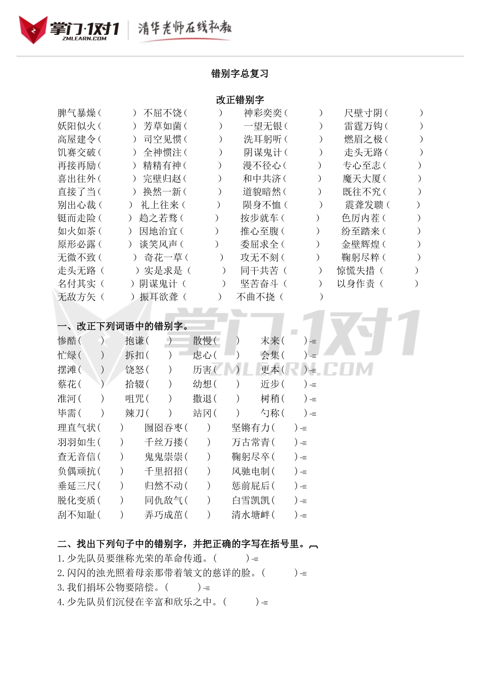 小升初知识点专项复习：错别字总复习.doc_第1页