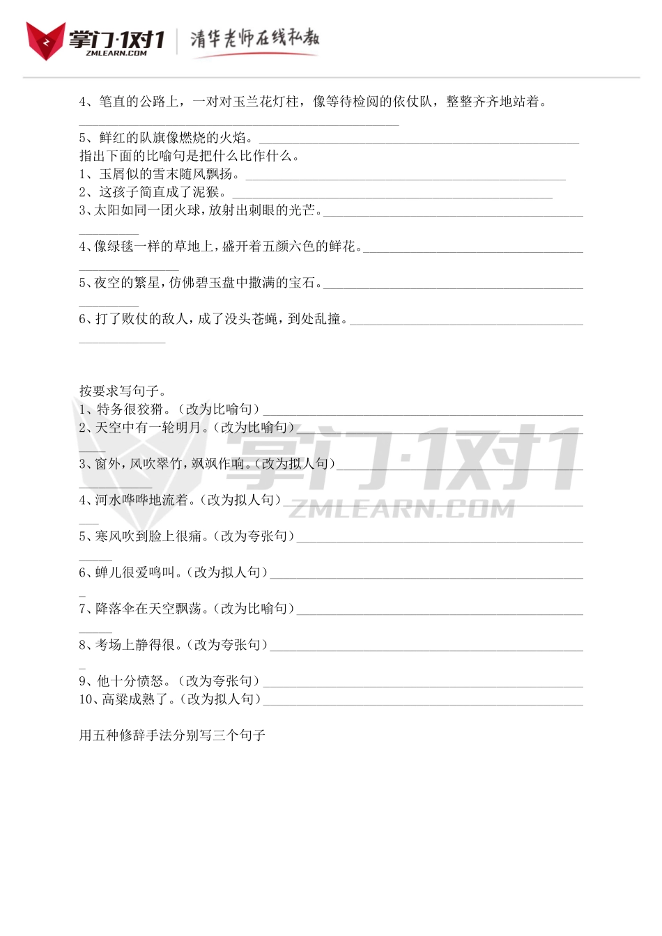 小升初知识点专项复习：修饰句子总复习.doc_第3页