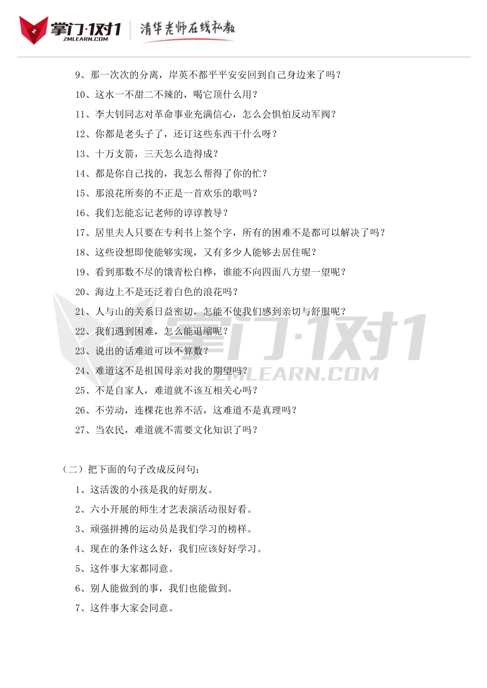 小升初知识点专项复习：句式变换总复习.doc_第3页