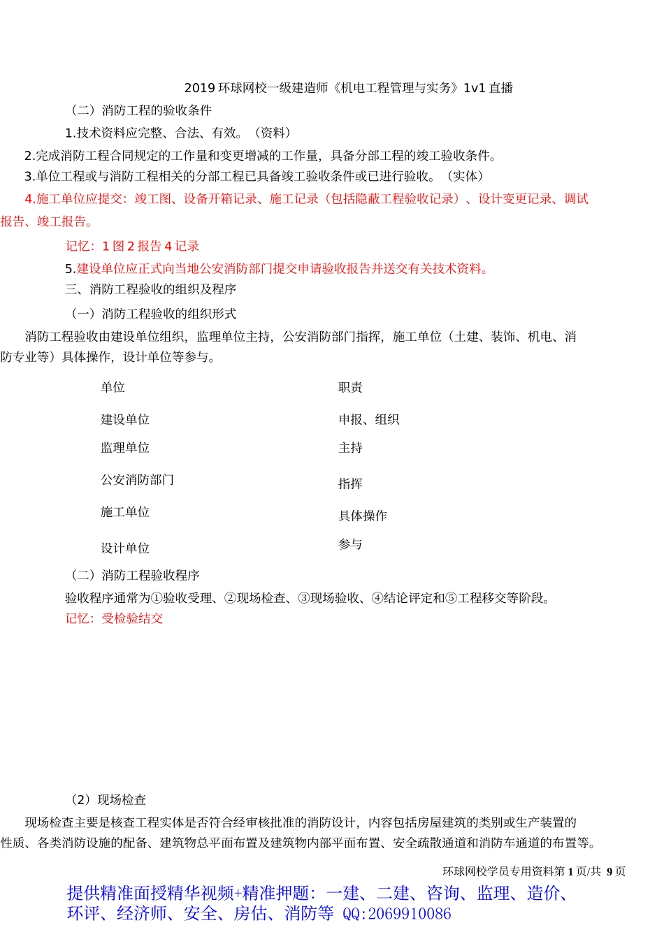 2019一建-机电实务-1V1基础班-32、第32讲：消防、项目管理的程序及任务(二).docx_第2页