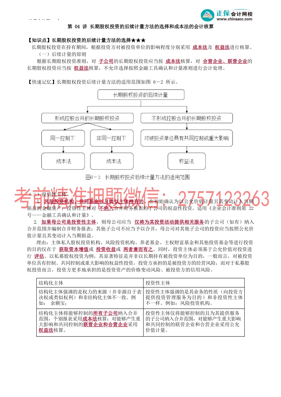 第0604讲　长期股权投资的后续计量方法的选择和成本法的会计核算.docx_第1页