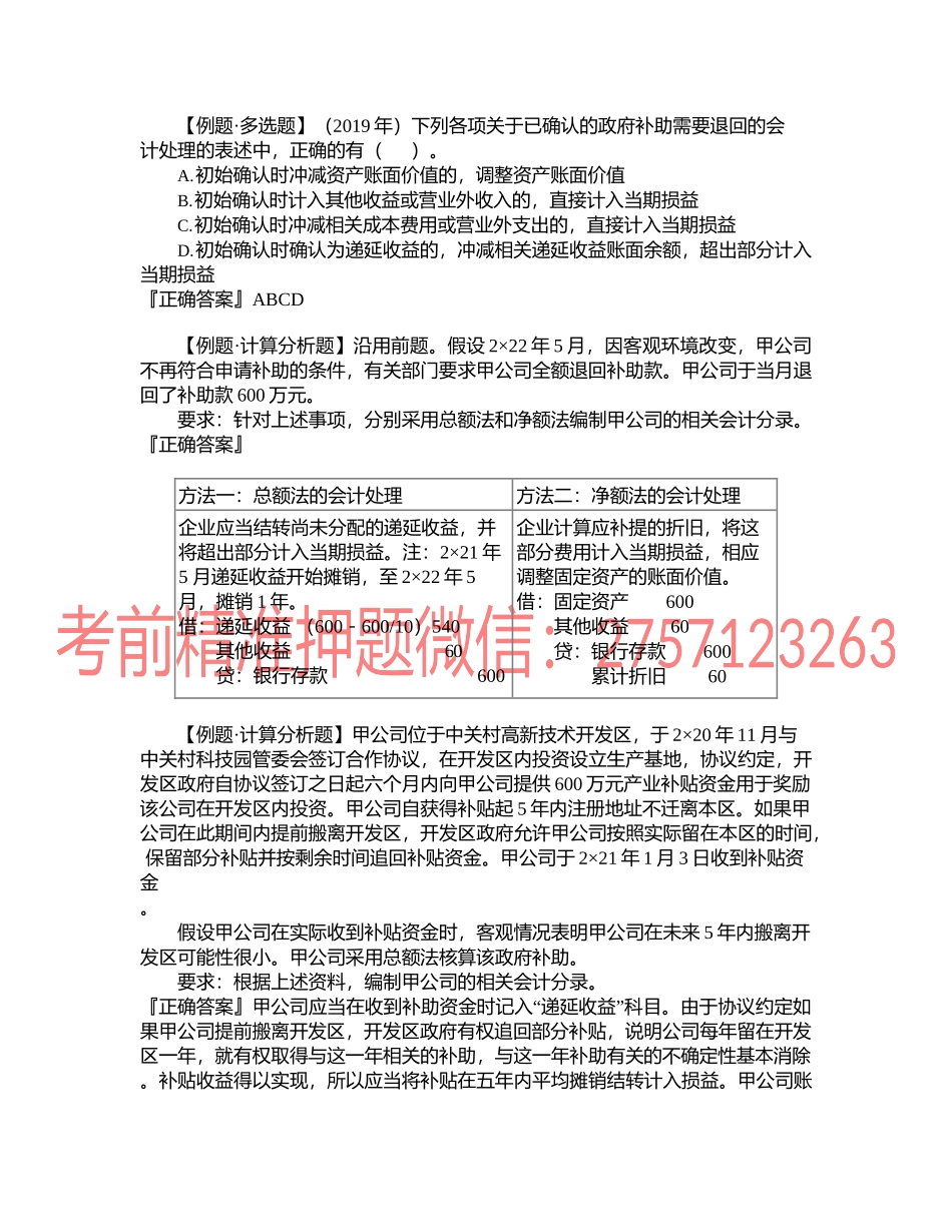 第1803讲　政府补助的退回和特定业务的会计处理.docx_第1页
