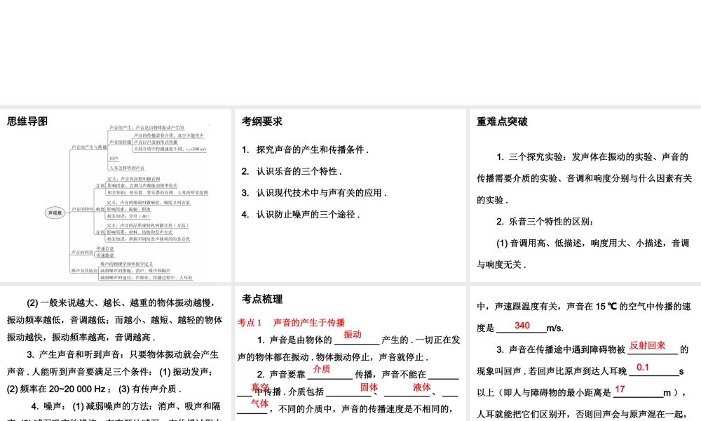 广东省2018年中考物理总复习课件：第一部分教材梳理 第二章声现象(共40张PPT).ppt