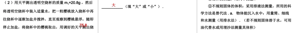广东省2018年中考物理总复习课件：第一部分教材梳理 第六章质量与密度第二课时.ppt
