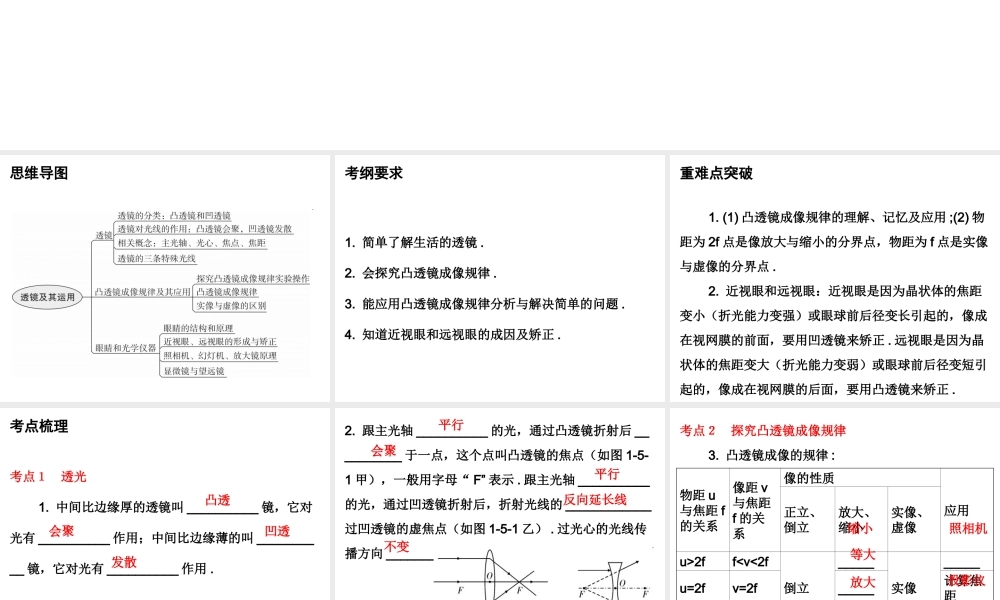 广东省2018年中考物理总复习课件：第一部分教材梳理 第五章 透镜及其运用(共63张PPT).ppt