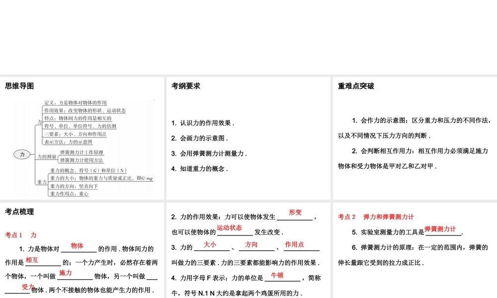 广东省2018年中考物理总复习课件：第一部分教材梳理 第七章力(共39张PPT).ppt