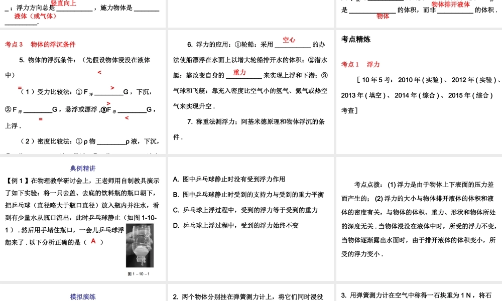 广东省2018年中考物理总复习课件：第一部分教材梳理 第十章 浮力(共53张PPT).ppt
