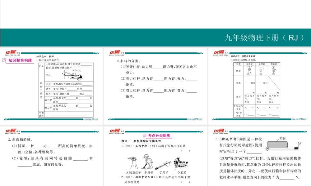 寒假复习10第1讲杠杆滑轮.pptx