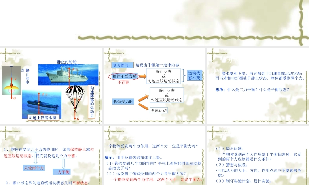 江苏省丰县初级中学八年级物理下册第八章_运动和力《第2节_二力平衡》课件.ppt