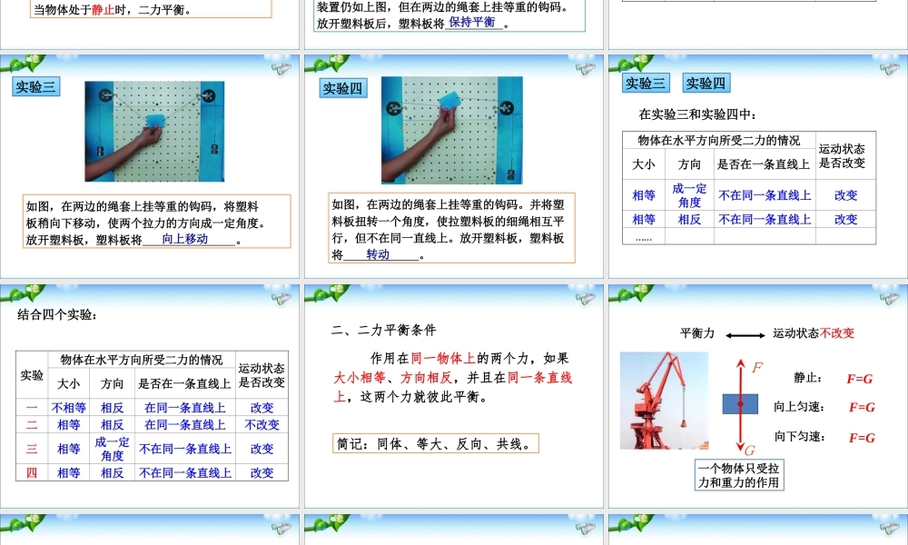 新人教版八年级物理下册第八章《运动和力》第2节《二力平衡》ppt课件 (1).ppt