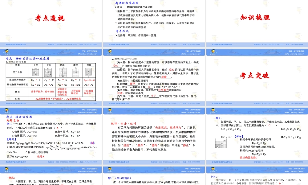 压强和浮力 第七讲 物体的浮沉条件.ppt