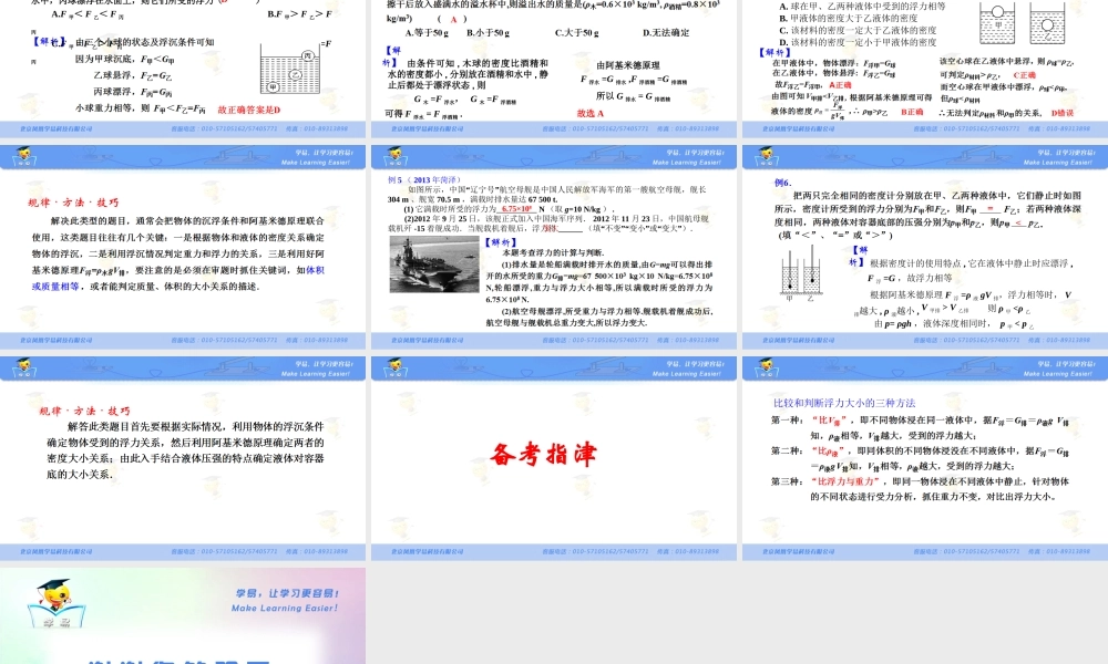 压强和浮力 第七讲 物体的浮沉条件.ppt