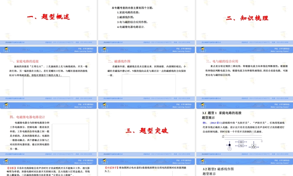 物理 苏国强 作图题 第五讲 电磁学--家庭电路 电磁现象.ppt