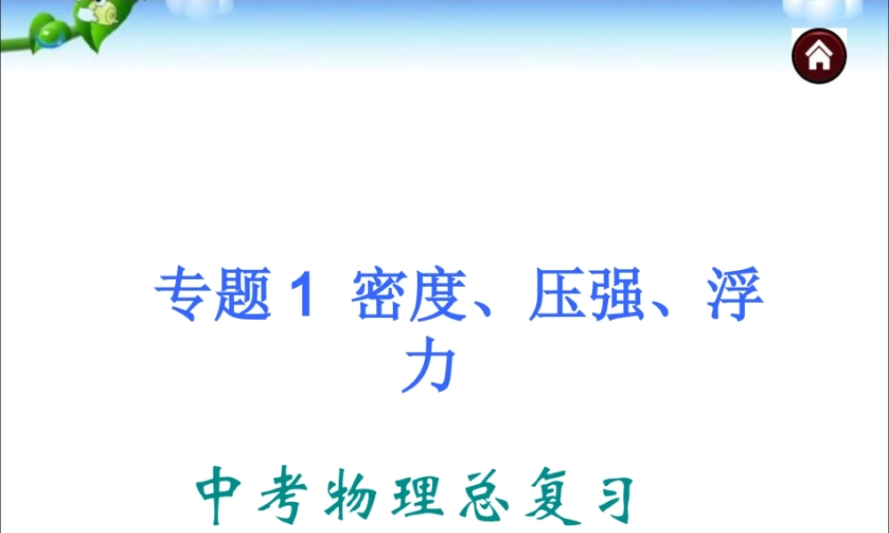 中考物理专题复习《专题1_密度、压强、浮力》ppt课件.ppt