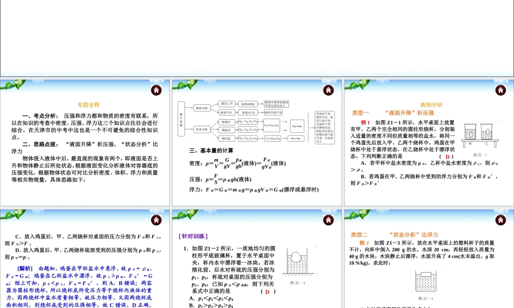 中考物理专题复习《专题1_密度、压强、浮力》ppt课件.ppt
