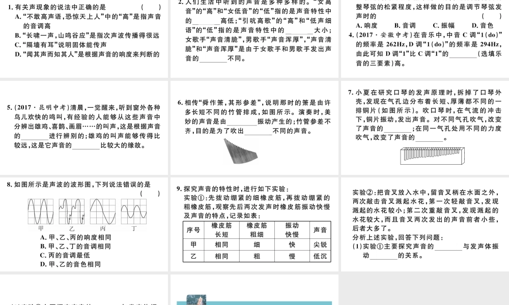 微专题1 音调、响度和音色辨析.pptx