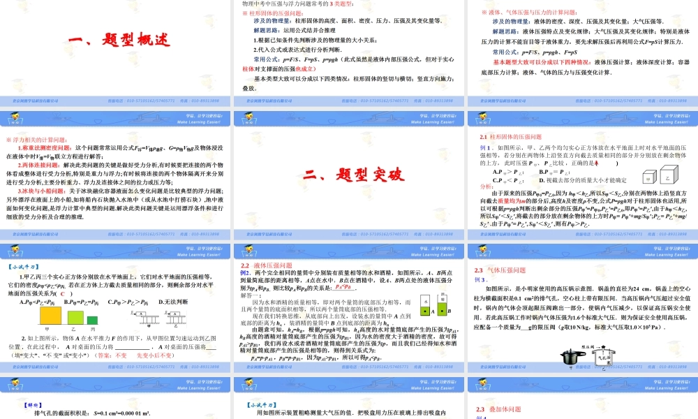 物理 罗明良 综合计算题 第二讲 压强与浮力相关计算.ppt