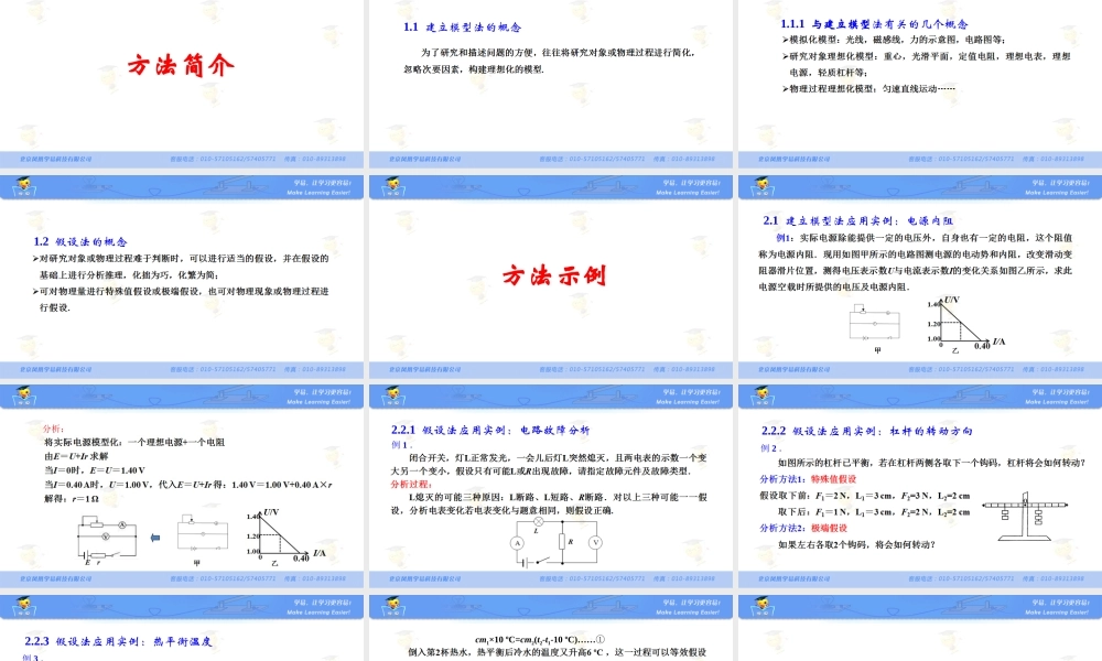 物理 饶全安 物理思想与方法 第五讲 建立模型法与假设法.ppt