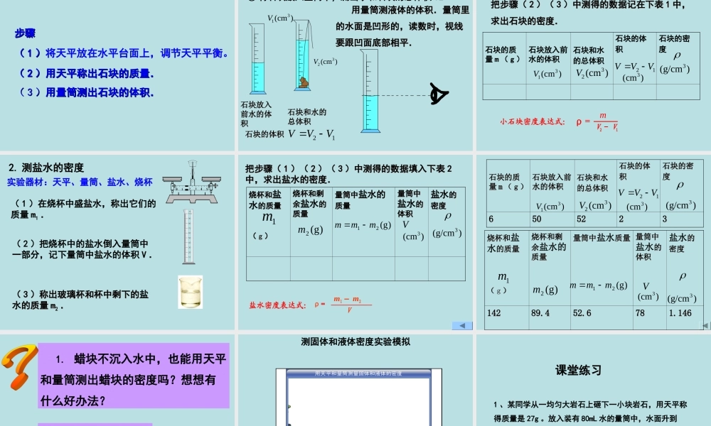 新人教版《6.3测量物质的密度》ppt+flash课件.ppt