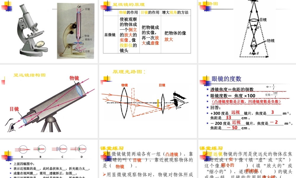 新人教版八年级物理上册《5.5显微镜和望远镜》课件(1).ppt
