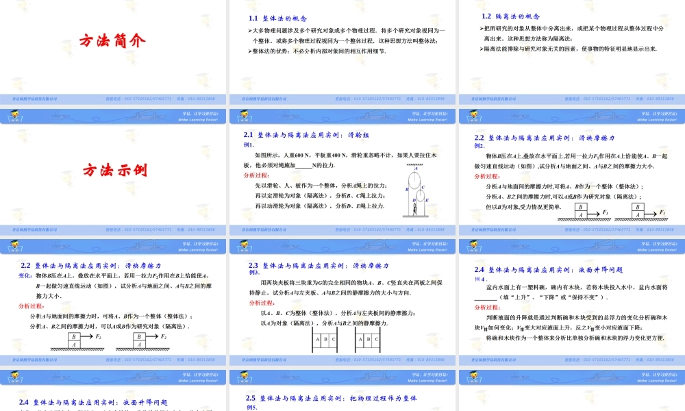物理 饶全安 物理思想与方法 第三讲 整体法与隔离法.ppt