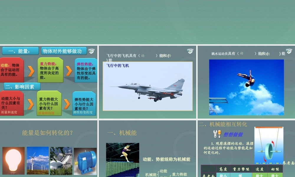 新人教版物理八年级下册第十一章 功和机械能 第4节 机械能及其转化.ppt