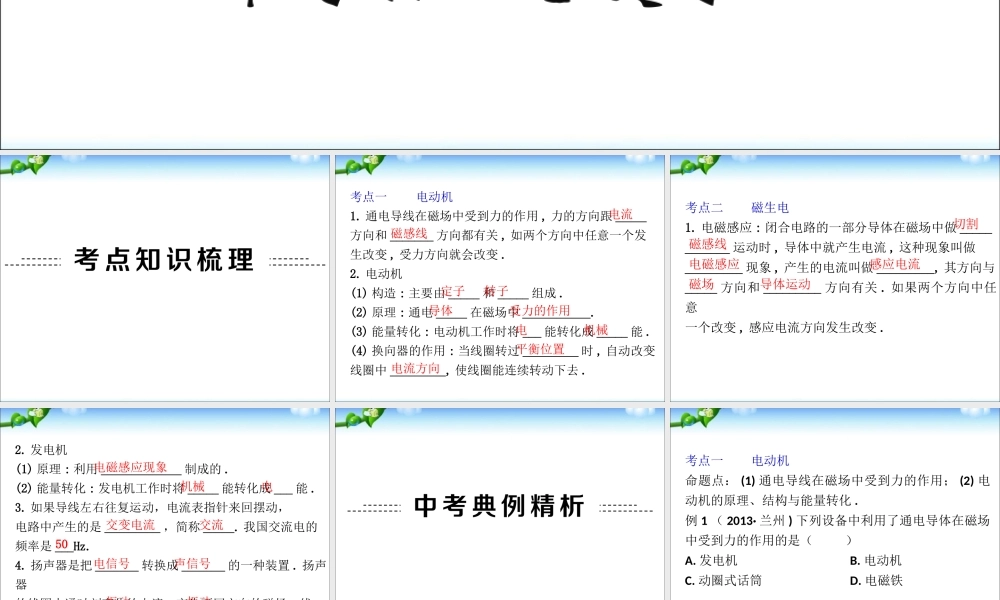 中考物理(全国通用)总复习精讲：第24讲_电与磁(二).ppt