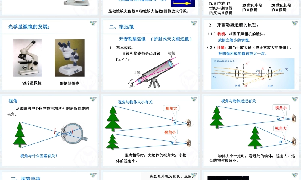新人教版初中物理5.5《显微镜和望远镜》教学课件.ppt