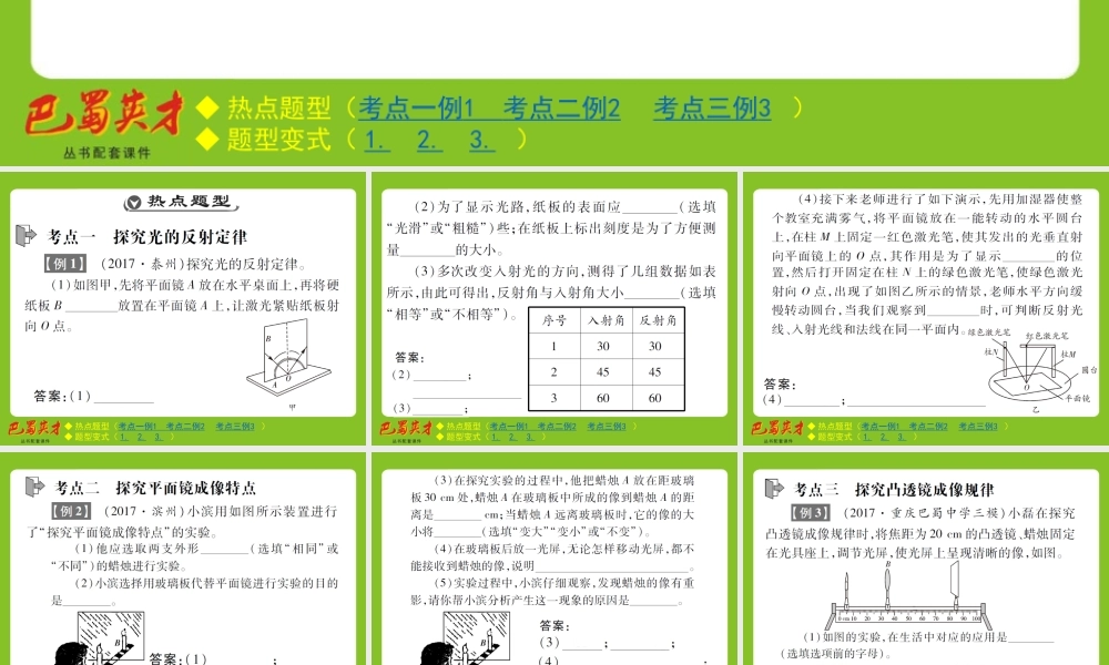 专题六 第一课时 光学实验探究题.ppt
