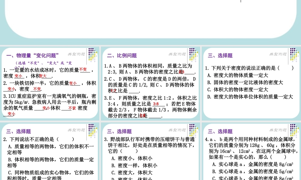 6.2《密度》典型例题精讲精练.ppt