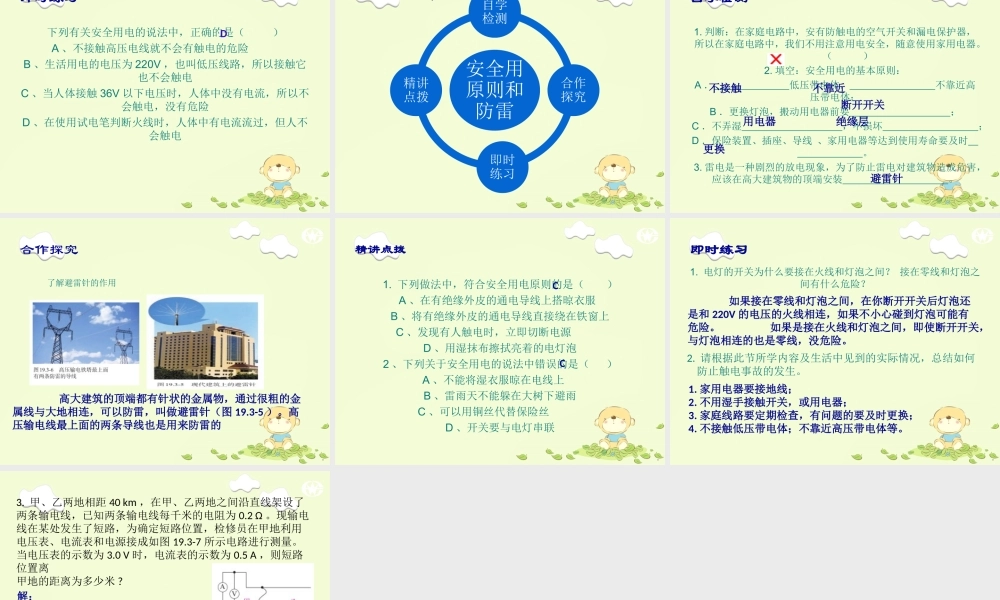 19.3_安全用电教学课件(自学检测+合作探究+精讲点波+即时练习)(新版)新人教版.ppt