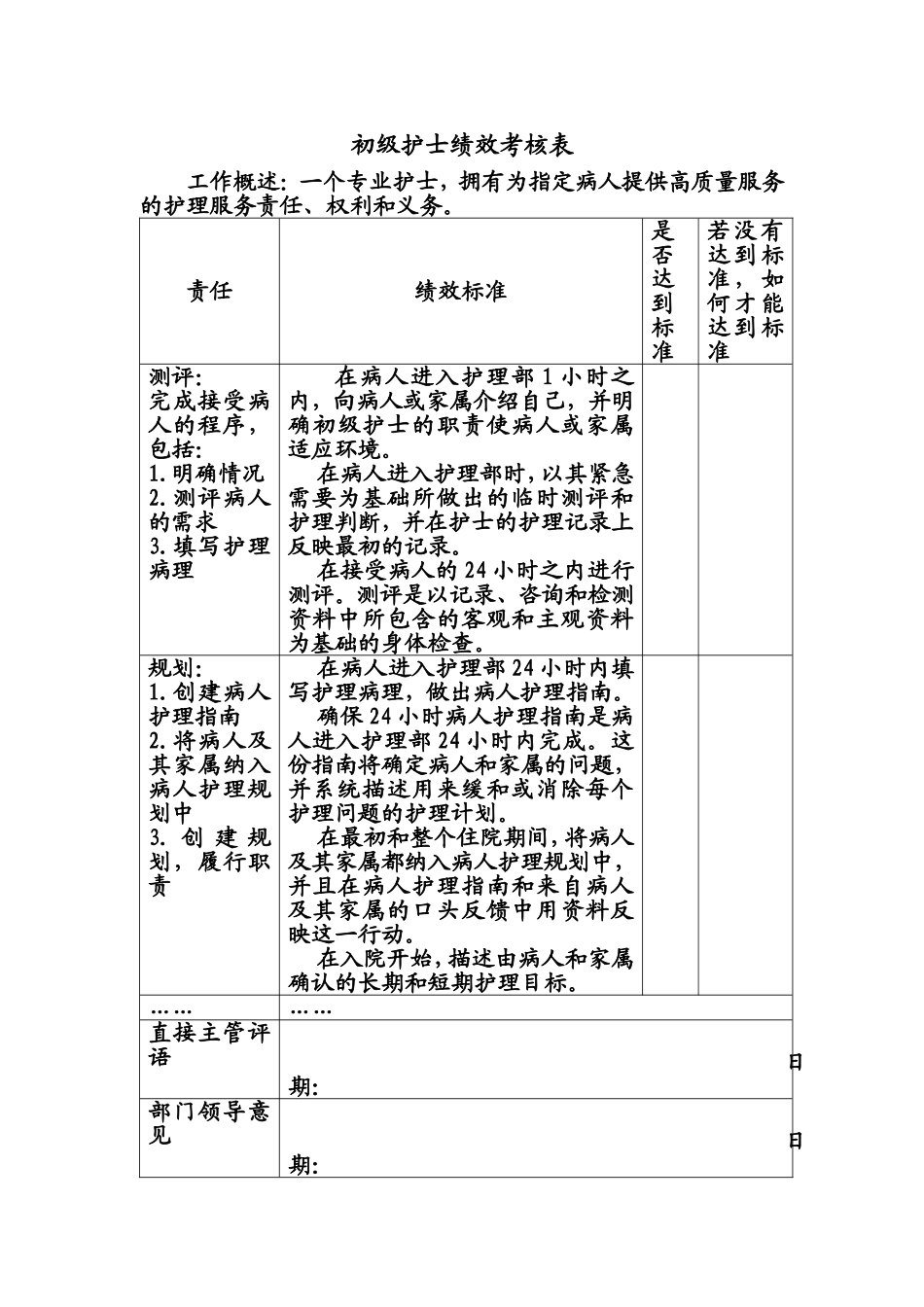 初级护士绩效考核表.doc_第1页