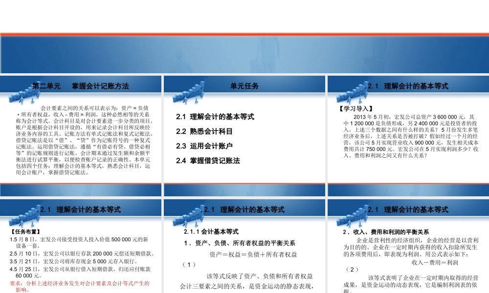 第二单元 掌握会计记账方法.ppt