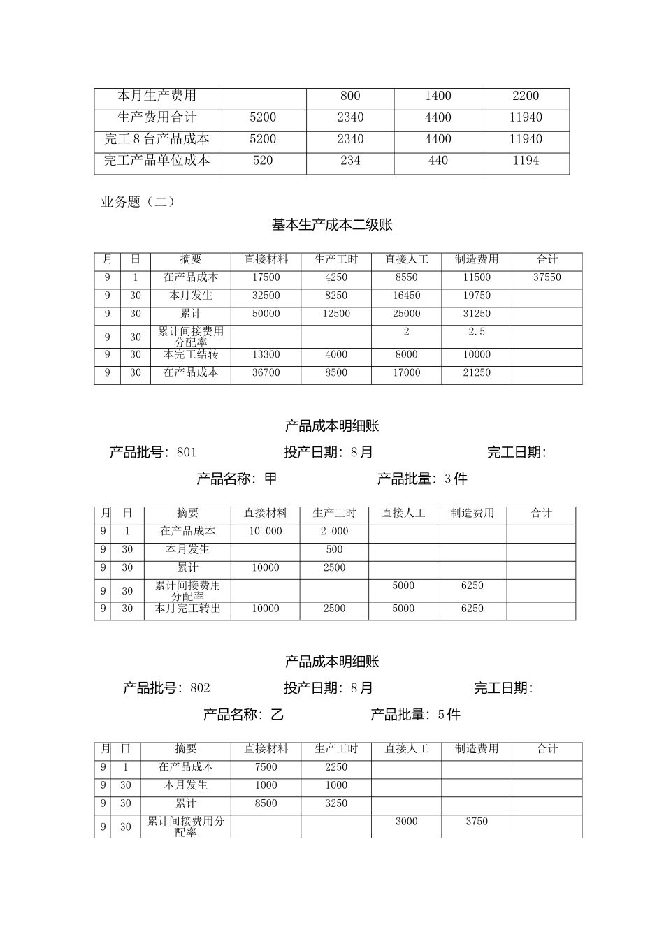 第四章 成本核算的分批法 习题答案.doc_第2页